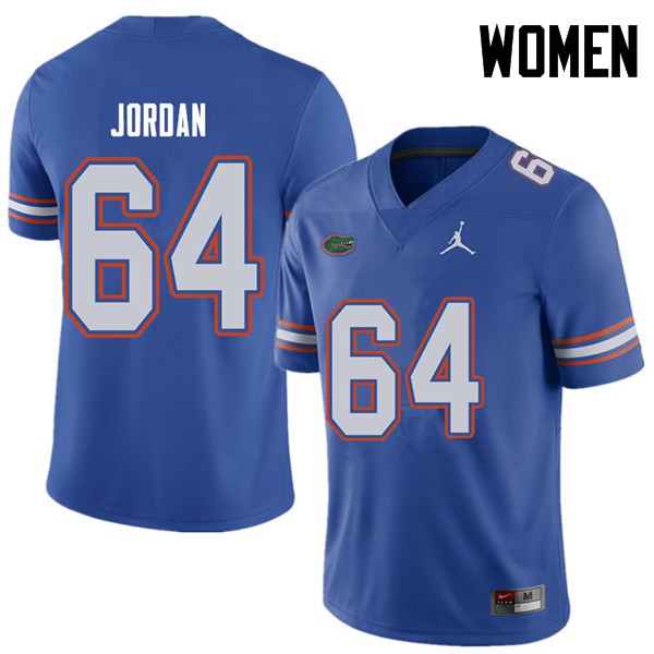 Jordan Brand Women #64 Tyler Jordan Florida Gators College Football Jersey Royal